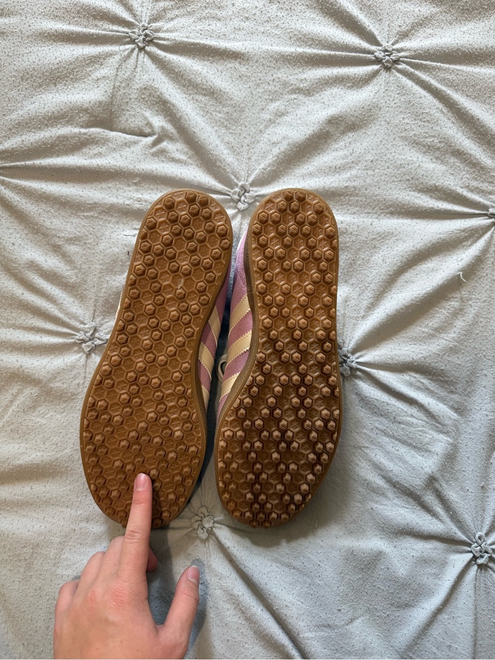 adidas Gazelle Women's Pink Suede Sneakers with Cream Stripes - Picture 5 of 5